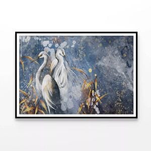 Group of Aquatic Birds Painting  Print 100% Australian Made 90x60cm  (Poster)