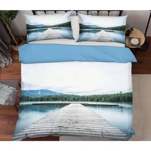 3D Lake Forest Pier 85 Bed Pillowcases Quilt King Single Size
