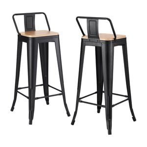 2x Artiss Bar Stools 77cm Stackable Metal Black