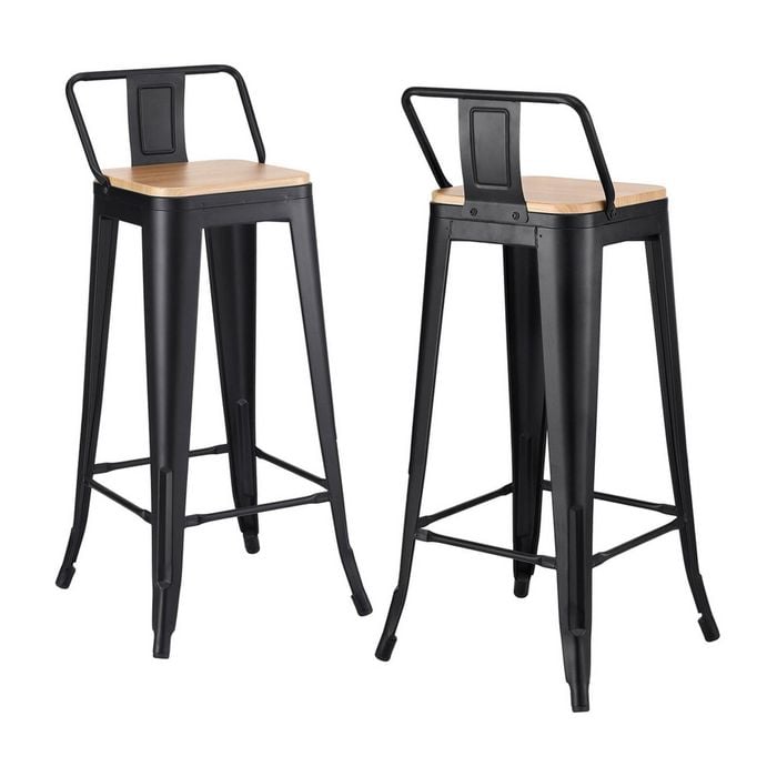 2x Artiss Bar Stools 77cm Stackable Metal Black