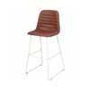 Olg Sofia Kitchen Stool White Sled Base Russet Tan Vinyl Upholstered Seat
