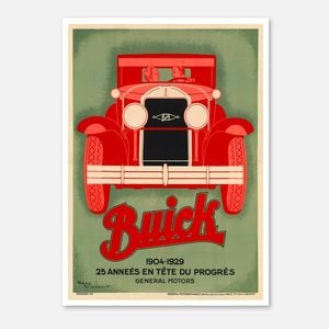 Galrie René Vincent 1929 Buick Vintage Poster-Classic Automotive Advertising Art Print, Poster Only, A0 84 x 119cm (33 X 47inch)