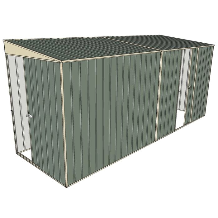 Build-a-Shed 1.5 x 4.5 x 2m Sliding Door Tunnel Shed with 1 Sliding Side Door - Green