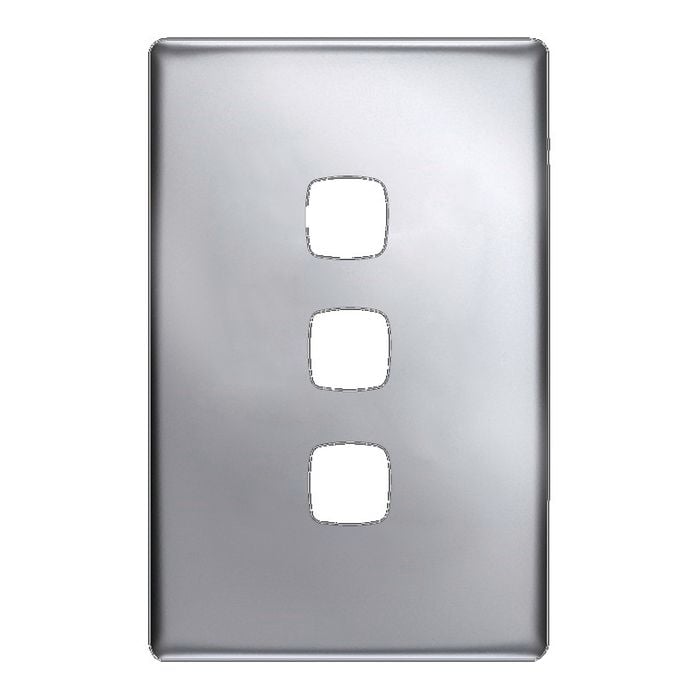 HPM Linea 3 Gang Coverplate Matt Silver