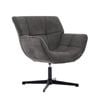 Homfurn Mid-century Modern Upholstered Swivel Accent Chair, Fixed Height Leisure Lounge Chair With Black Metal Base, Grey