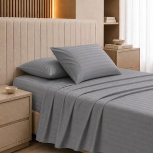 Royal Comfort 1200TC Damask Sheet Set Ultra Soft Sateen Bedding Charcoal Grey Queen