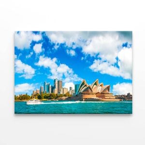 Sydney Opera House and Circular Quay City Skyline  Print 100% Australian Made 120 x 90cm  (Stretched)