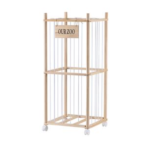 PlayPals 150L Stuffed Animal Toy Rolling Wooden Storage Organizer Elastic Cord Cage 40x40x94.5CM