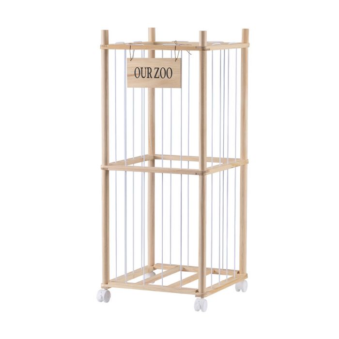 PlayPals 150L Stuffed Animal Toy Rolling Wooden Storage Organizer Elastic Cord Cage 40x40x94.5CM