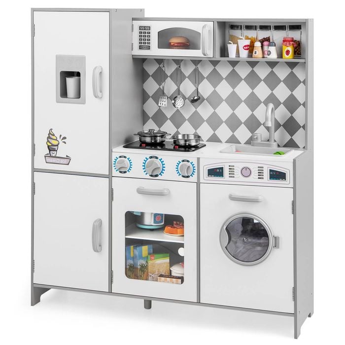 Costway Play Kitchen Chef Pretend Cooking Toy Set White