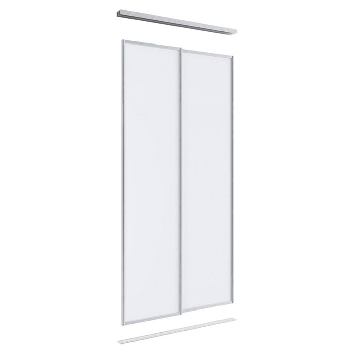 Lugna 2400 x 1200mm Clear Anodised Melamine Wardrobe Double Sliding Doors