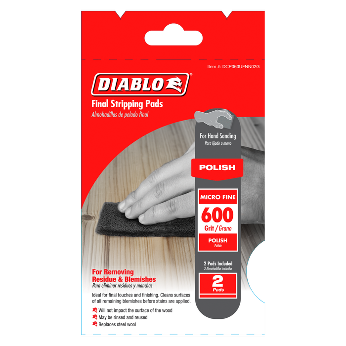 Diablo 600 Grit Fine Micro Sanding Fleece - 2 Pack