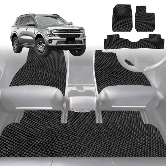 6D Diamond Car Floor Mats for Ford Everest UA2022-Current-Ultimate Set-Black-Outback GT