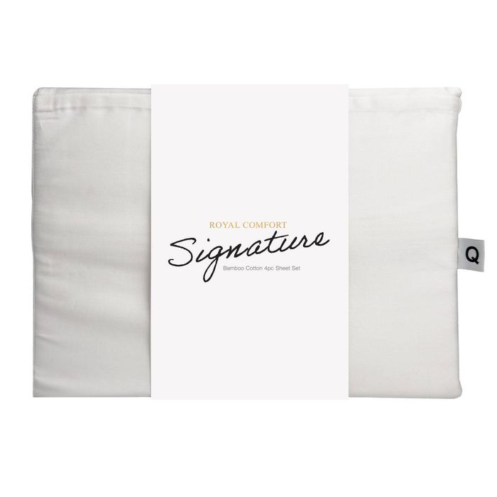 Royal Comfort Signature Bamboo Cotton Sheet Set Queen White