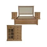 Jade 4pc Queen Bed Suite Bedside Tallboy Bedroom Furniture Package - Natural