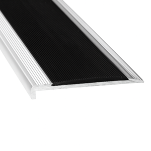 Duratac 900mm Clear Aluminium Stair Nosing with Black Vinyl Insert and Countersunk Holes - 5 Pack
