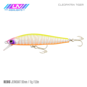 Samaki Redic SF90 Jerkbait Hard Body Fishing Lure Cleopatra Tiger UV