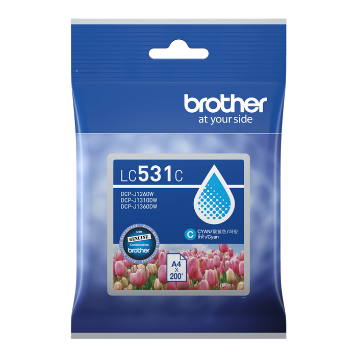 Brother LC531C Cyan Ink Cartridge for DCP-J1310DW DCP-J1360DW DCP-J1260W (200 Pages)
