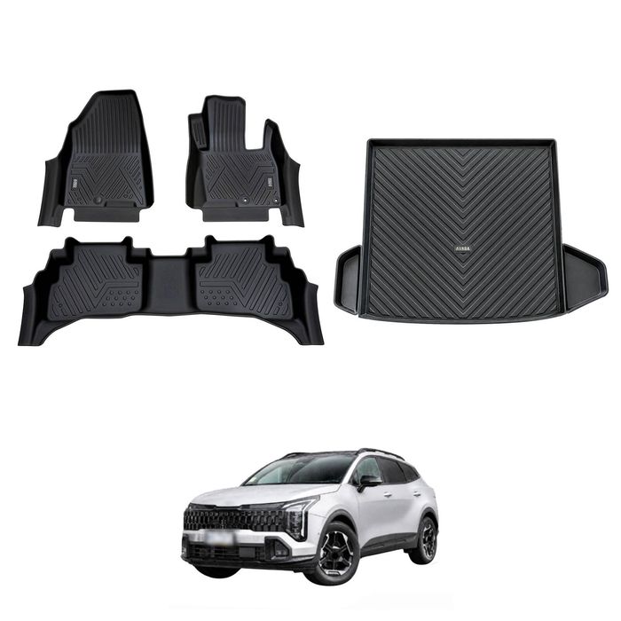 AUSGO Floor Mats & Boot Liner Set for KIA Sportage Hybrid NQ5 PE 2025-Onwards Without Subwoofer Car Floor Liners Cargo Mat