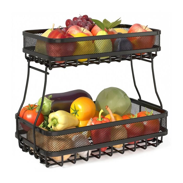 ADIVO 2 Tier Fruit Bowl Metal Kitchen Fruit and Vegetable Storage Basket