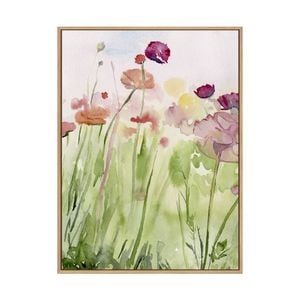 Artey | Among the Watercolor Wildflowers I - Framed Canvas - Natural Frame - 60 x 80cm
