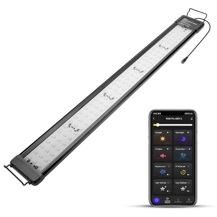 Hygger Aquarium Bluetooth LED Light 60W with App Control - Black - Black | One size | ‎HG-028-60W