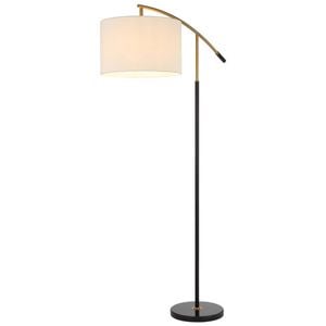 Telbix Cruz Modern Standing Floor Lamp Light Foot Switch Marble Metal Fabric Black Gold Ivory Satin