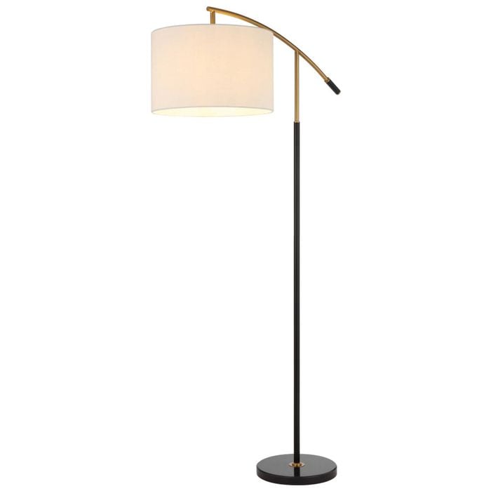Telbix Cruz Modern Standing Floor Lamp Light Foot Switch Marble Metal Fabric Black Gold Ivory Satin