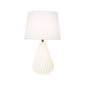 Tsai Fold Dual Lit Table Lamp, Base Illumination, Handmade Ceramic – White