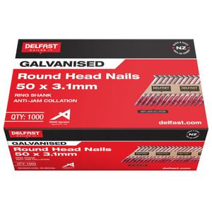Delfast 50 x 3.1mm Roundhead Ring Galvanised Nails - 1000 Pack