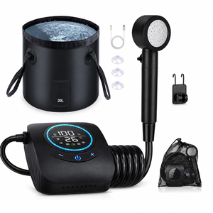 Provecta Portable Camping Shower 8000mah Rechargeable Pump With 20l Foldable Bucket Kit