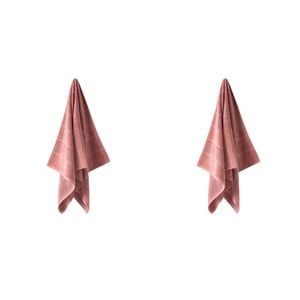 2PK Linen House Velour Stripe Cotton Rosette Bath Towel 69x139cm - Pink