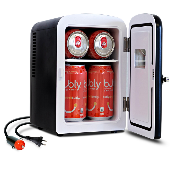 Koolatron 4l Black Retro Mini Fridge Portable Refrigerator Personal Cooler