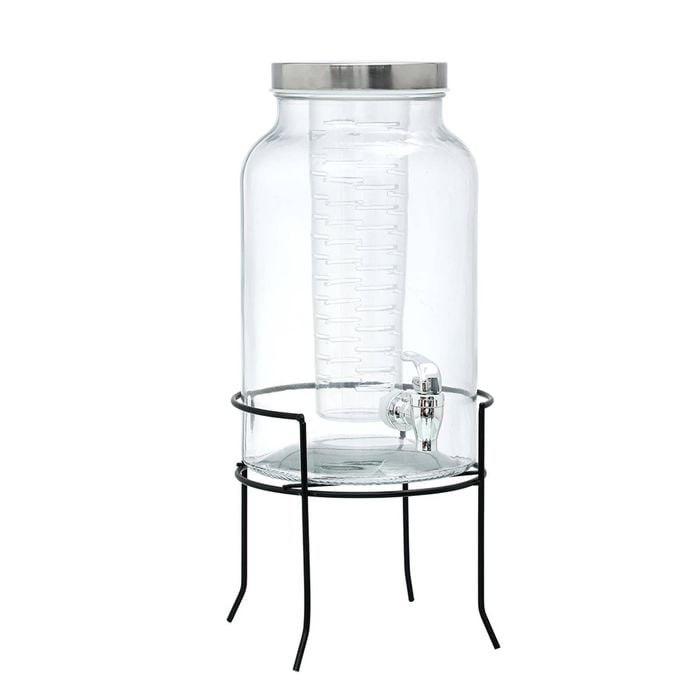 Lemon & Lime 5.5L Glass Drink Dispenser On Stand w/ Diffuser Insert