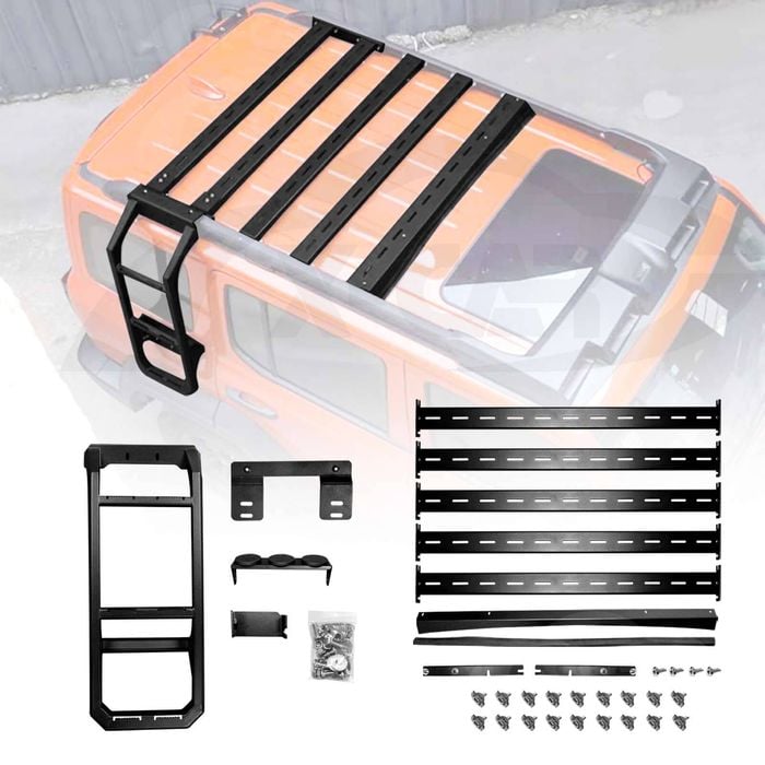 GWM Tank 300 2023-Onwards Embedded Roof Rack Side Ladder Stainless Steel Protective Frame Black