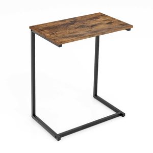 Costway C-shaped Bedside Table Vintage Sofa End Table Laptop Desk