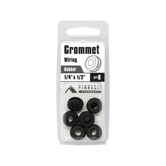 Pinnacle 1/4 x 1/2" Black Wiring Grommet - 6 Pack
