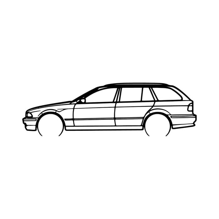 Ignite Laser BMW E39 Wagon Silhouette Metal Wall Art Rustic Metal 23.6inch/60cm