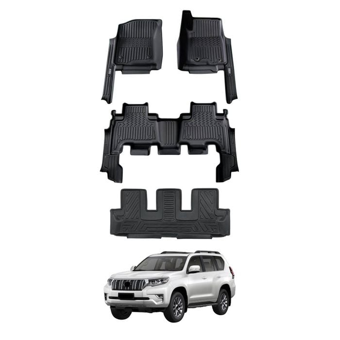 AUSGO 3-Row Set Car Floor Mats for Toyota Land Cruiser Prado 150 Series 7-Seat 2009-2024 (Auto Trans) Floor Liners