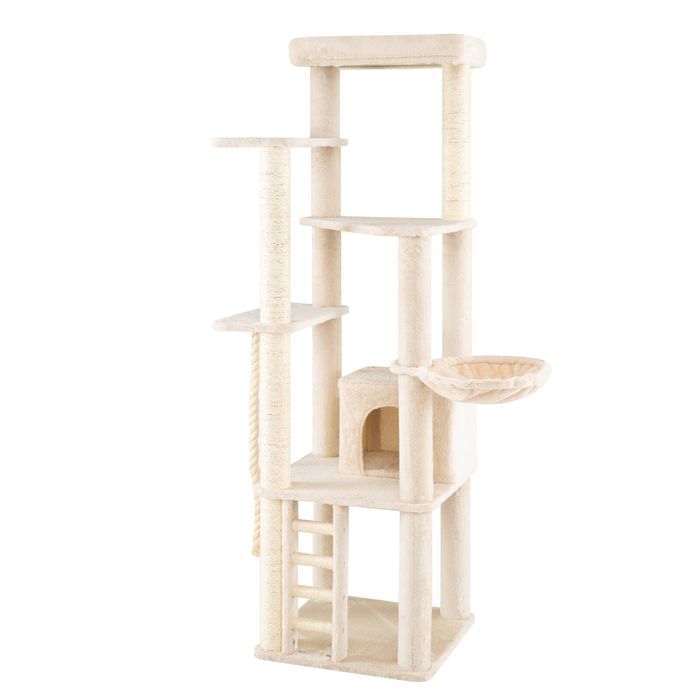 Costway 194 cm Cat Tree Tower Multi-Level Activity Center w/Condo-Beige