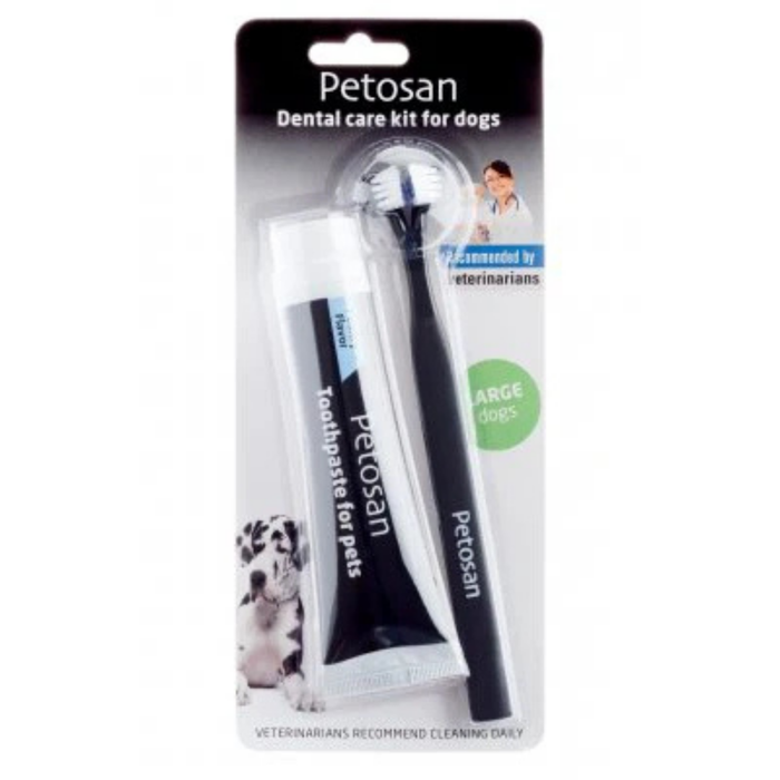 Petosan Toothpaste Large Brush Kit For Dogs and Cats - For Large 16kg + Dogs