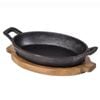 Davis & Waddell Fine Foods Oval Cast Iron Skillet With Acacia Trivet