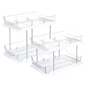 Catzon 2 Sets of 2-Tier Multi-Purpose Bathroom Under Sink Organizers