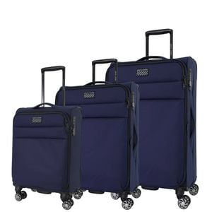 3pc Pierre Cardin Soft Water Repellent Suitcase Sml/med/lrg Luggage Set Navy