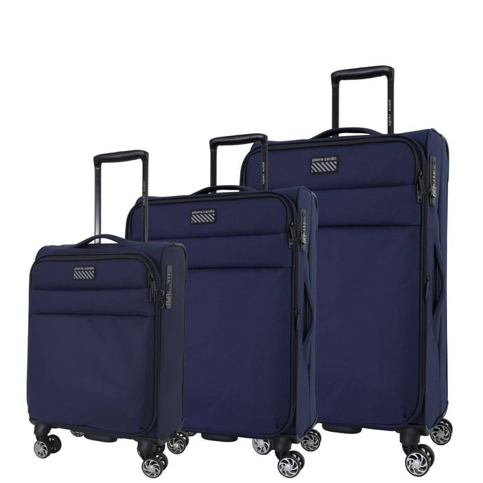 3pc Pierre Cardin Soft Water Repellent Suitcase Sml/med/lrg Luggage Set Navy