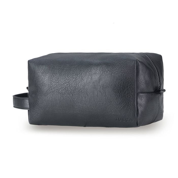 Tosca Vegan Leather Wetpack Travel Toiletries Bag Grooming Organiser Black