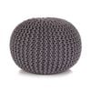 vidaXL Hand-Knitted Pouffe Cotton 50x35cm Grey Foot Rest Stool Seat Ottoman