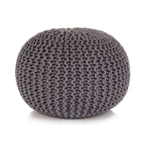 vidaXL Hand-Knitted Pouffe Cotton 50x35cm Grey Foot Rest Stool Seat Ottoman