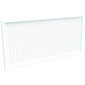 ProtectorAl 1001 - 2000 x 300 - 1000mm Pearl White Vertical 5mm Overlap Grey Aluminium Welded Louver Panel