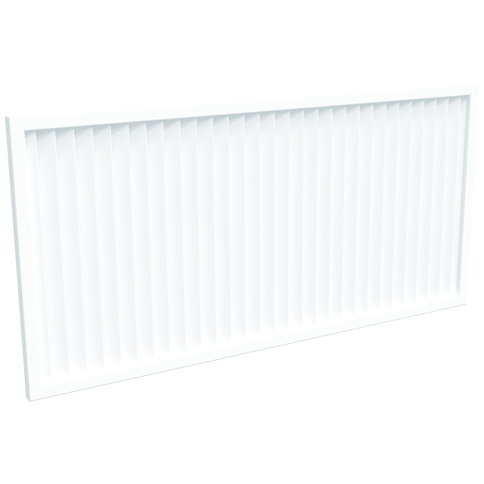 ProtectorAl 1001 - 2000 x 300 - 1000mm Pearl White Vertical 5mm Overlap Grey Aluminium Welded Louver Panel